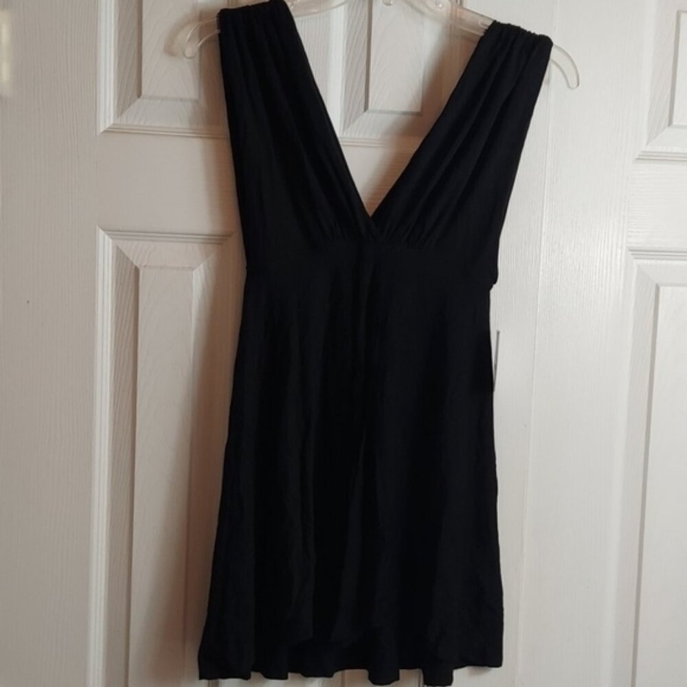Free People Black V-Neck Peplum Tank Sz XS